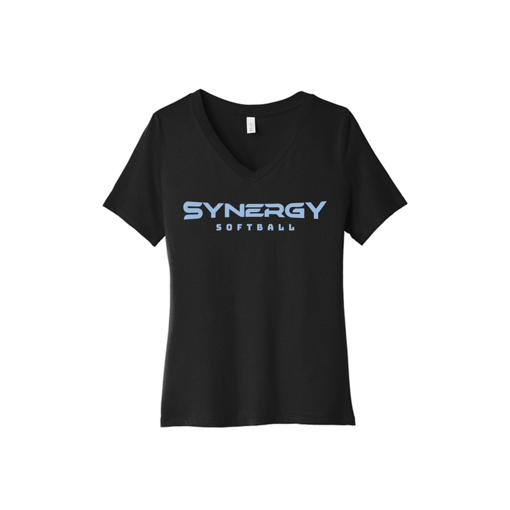 BELLA+CANVAS® Women’s Relaxed Jersey Short Sleeve V-Neck Tee with Synergy Softball Logo